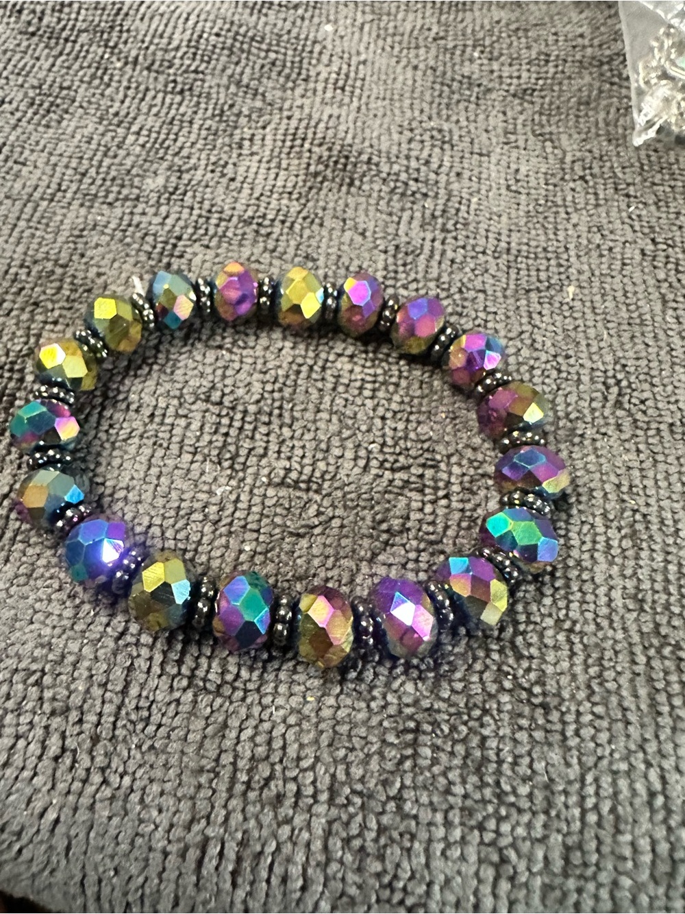 Unlisted Multicolor Iridescent Faceted Bead Stretch Bracelet